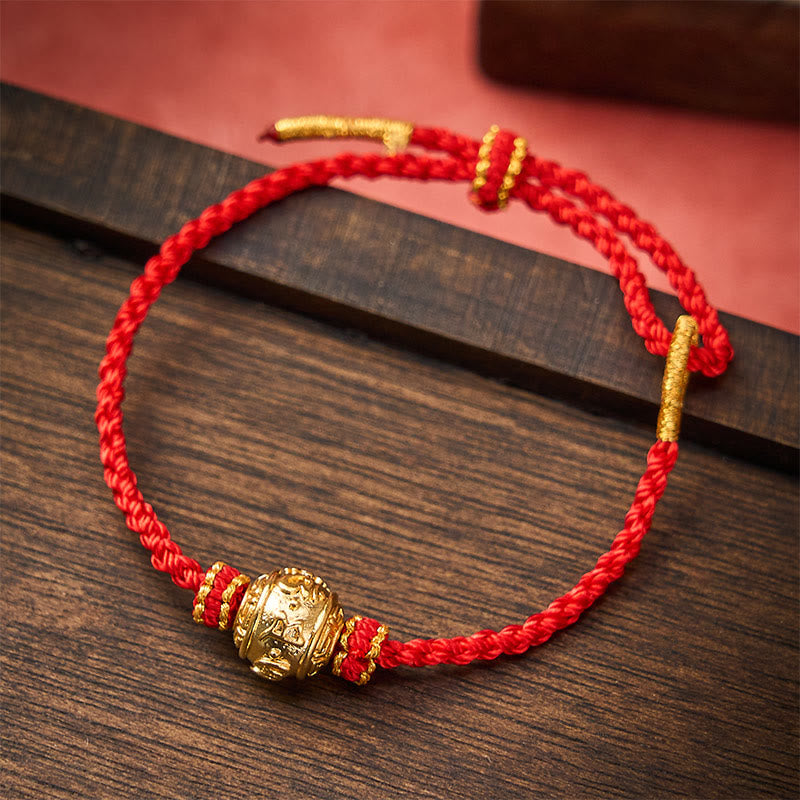 Nimara Ritual Hand-Woven Red String Strength Om Mani Padme Hum Adjustable DIY Bracelet