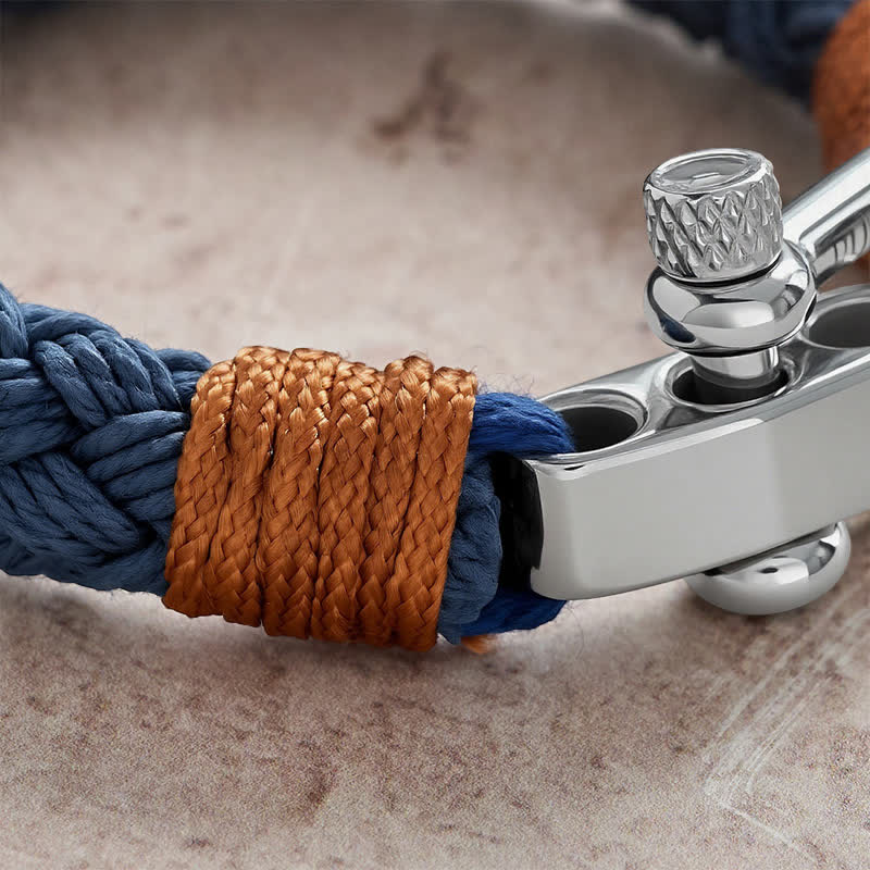 Nimara Ritual Titanium Steel Shackle Braided Rope Balance Bracelet