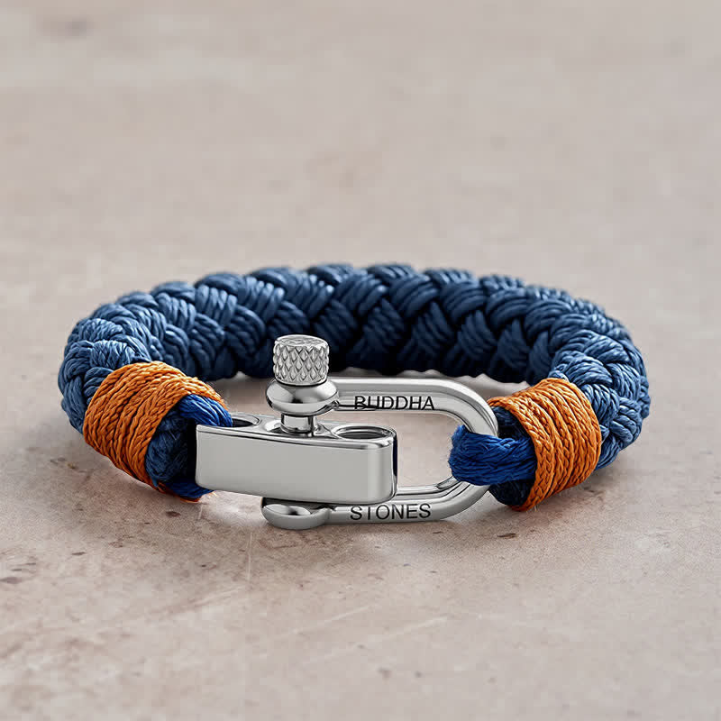 Nimara Ritual Titanium Steel Shackle Braided Rope Balance Bracelet