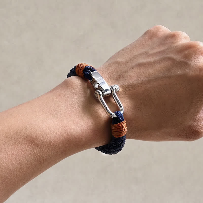 Nimara Ritual Titanium Steel Shackle Braided Rope Balance Bracelet