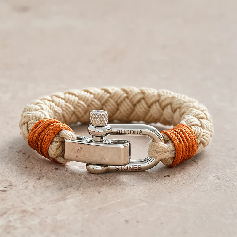 Nimara Ritual Titanium Steel Shackle Braided Rope Balance Bracelet