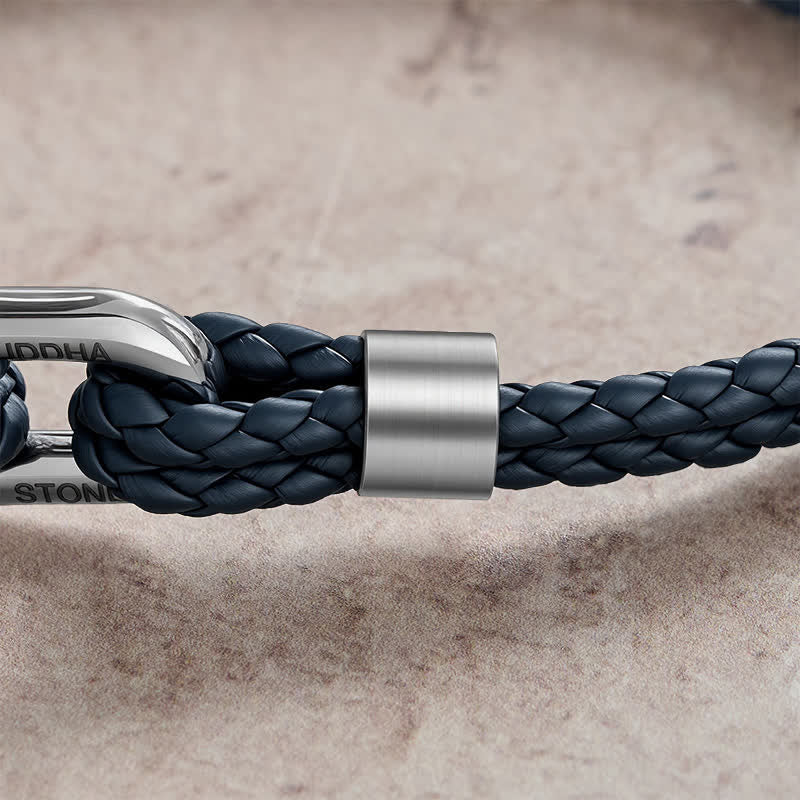 Nimara Ritual Titanium Steel Shackle Leather Double Wrap Stimulation Bracelet