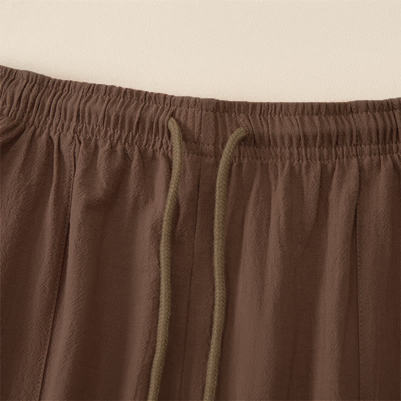 Nimara Ritual Summer Casual Drawstring Solid Capri Pants Men's Straight Leg Pants With Pockets
