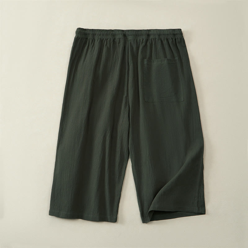 Nimara Ritual Summer Casual Drawstring Solid Capri Pants Men's Straight Leg Pants With Pockets