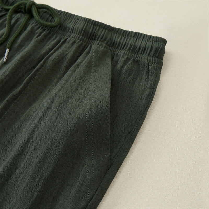Nimara Ritual Summer Casual Drawstring Solid Capri Pants Men's Straight Leg Pants With Pockets
