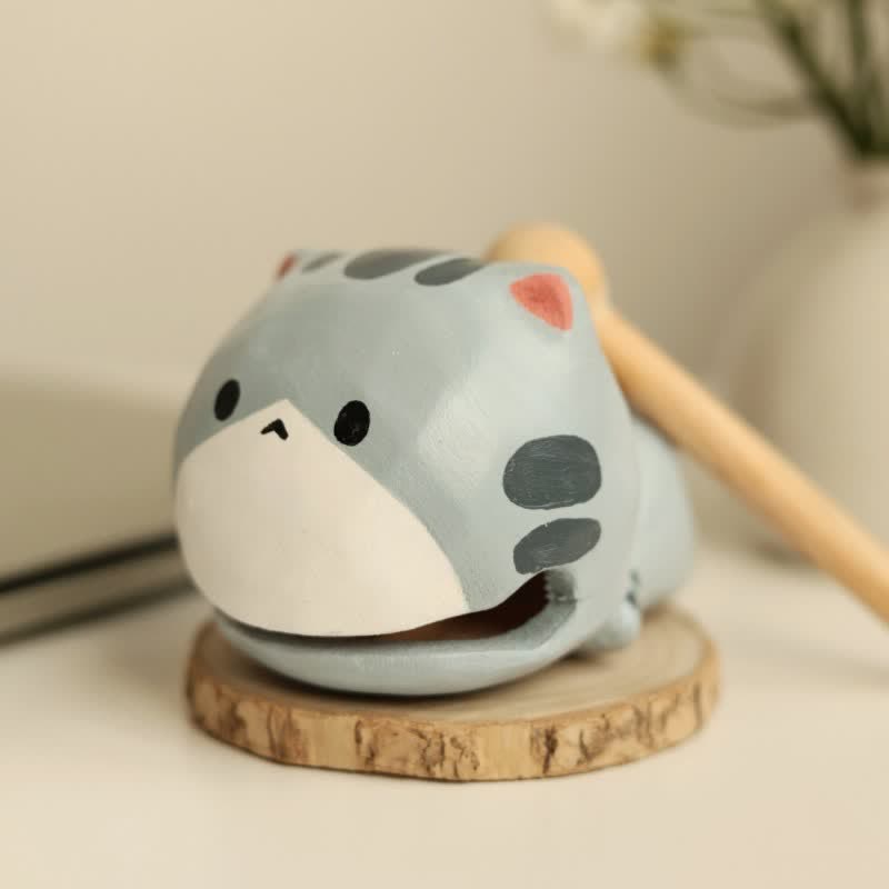 Nimara Ritual Basswood Cat Strength Hand-Carved Cute Animal Decor