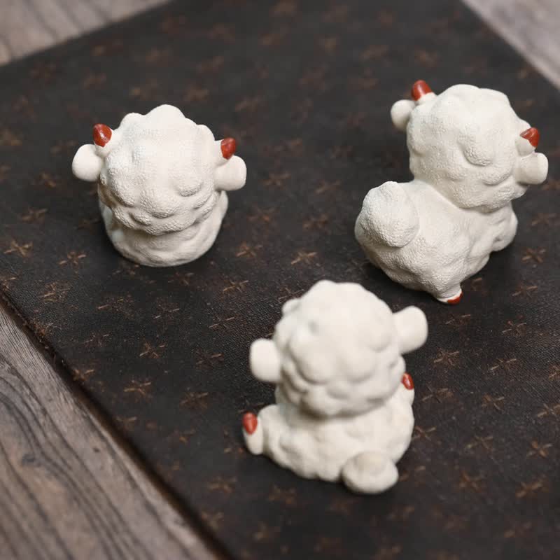 Nimara Ritual Purple Clay Chinese Zodiac Cute Sheep Luck Tea Pet Decor