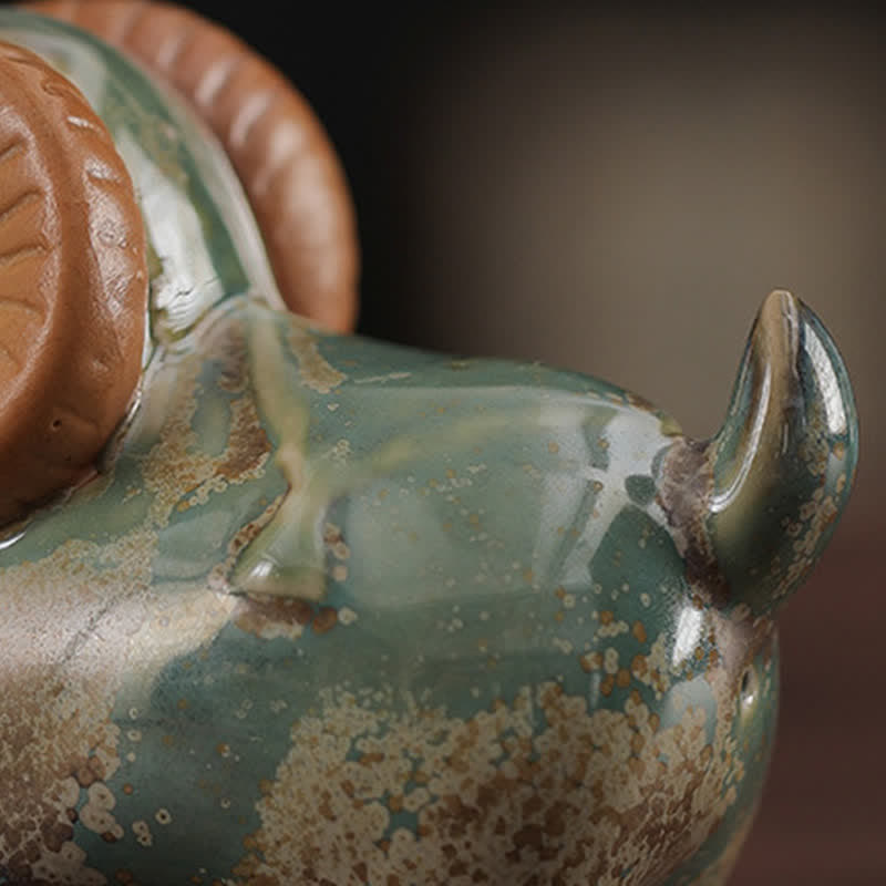 Nimara Ritual Kiln-Change Glaze Ceramic Chinese Zodiac Ram Prosperity Cute Animal Decor