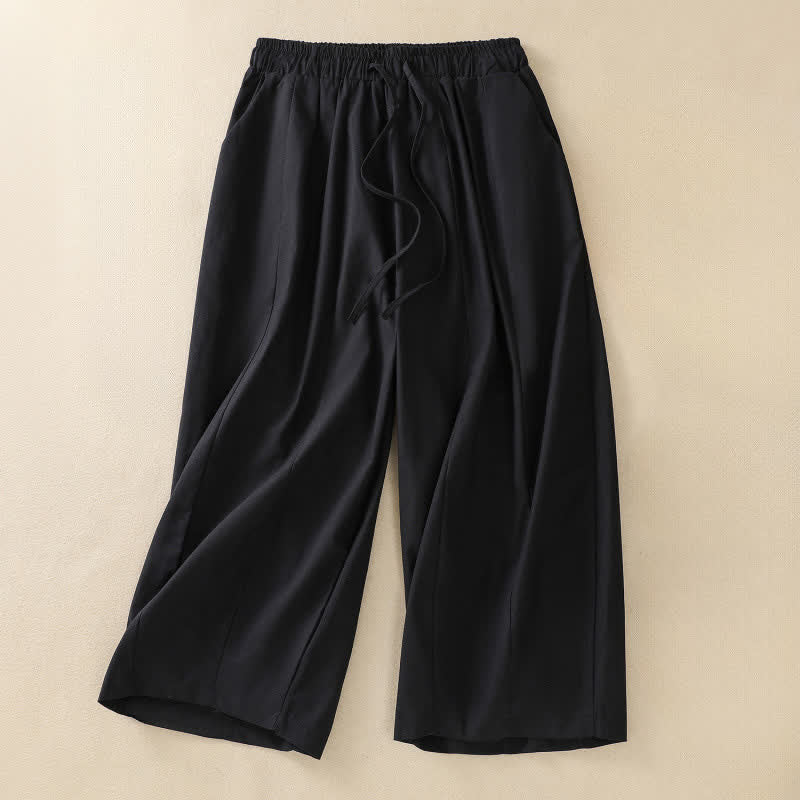 Nimara Ritual Summer Casual Minimalist Drawstring Solid Women's Cropped Pants With Pockets