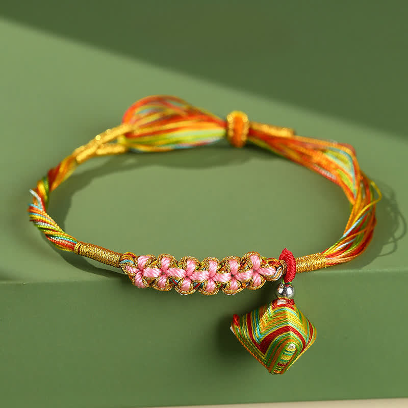 Nimara Ritual Multiple Colorful String Zongzi Peach Blossoms Connection Bracelet