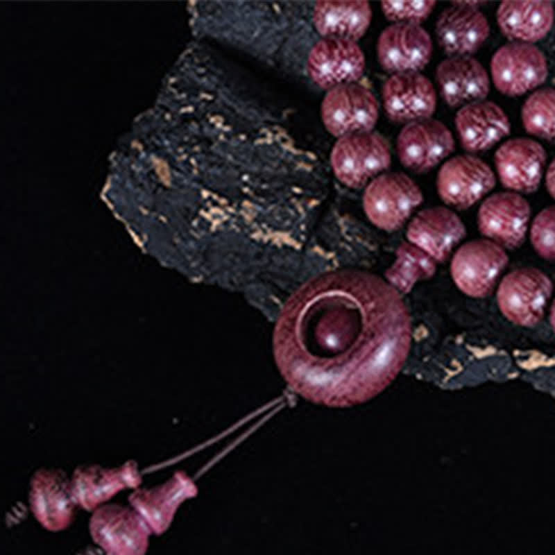 Creativity and Confidence Natural Peltogyne Gourd 108 Bead Mala