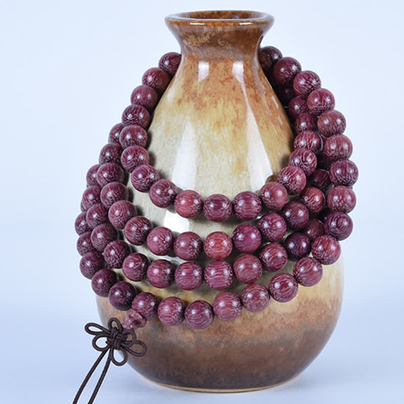 Creativity and Confidence Natural Peltogyne Gourd 108 Bead Mala