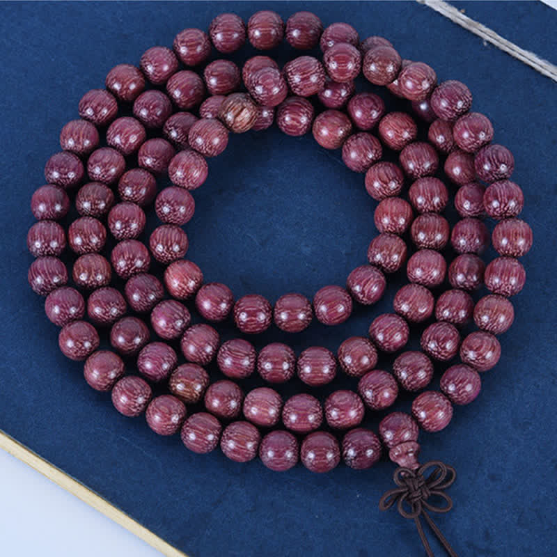 Creativity and Confidence Natural Peltogyne Gourd 108 Bead Mala