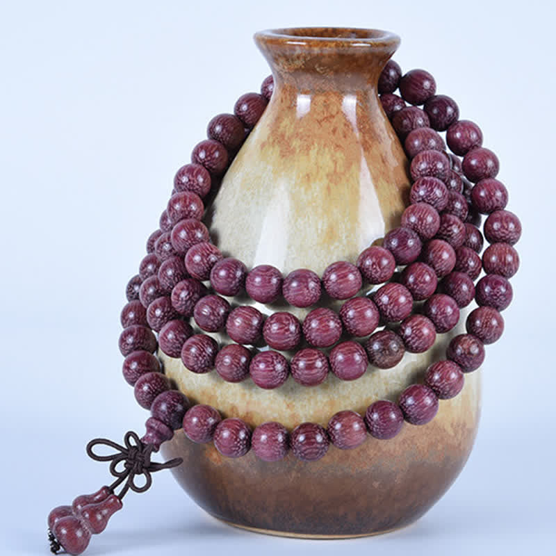 Creativity and Confidence Natural Peltogyne Gourd 108 Bead Mala