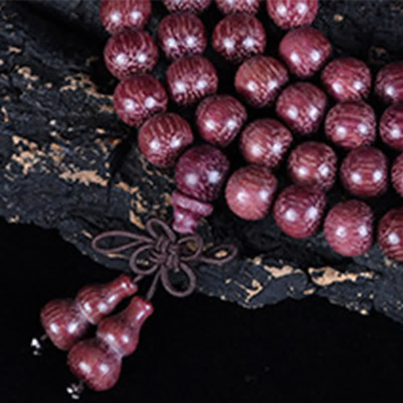 Creativity and Confidence Natural Peltogyne Gourd 108 Bead Mala