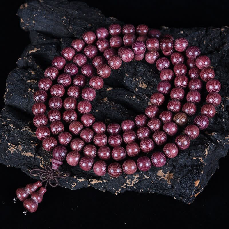 Nimara Ritual Natural Peltogyne Gourd 108 Bead Mala