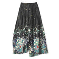 Nimara Ritual Cotton Linen Lotus Bloom Pattern Women's Elastic Waist Wide Leg Pants With Pockets