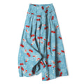 Nimara Ritual Cotton Linen Koi Fish Pattern Women's Elastic Waist Wide Leg Pants With Pockets
