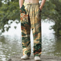 Nimara Ritual Cotton Floral Mountain And River Pattern Men's Tapered Pants With Pockets
