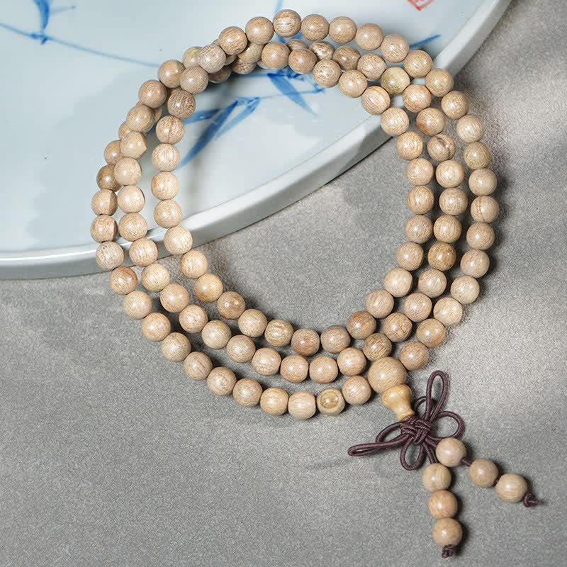 Perseverance and Meditation Natural Camphor Wood 108 Bead Mala