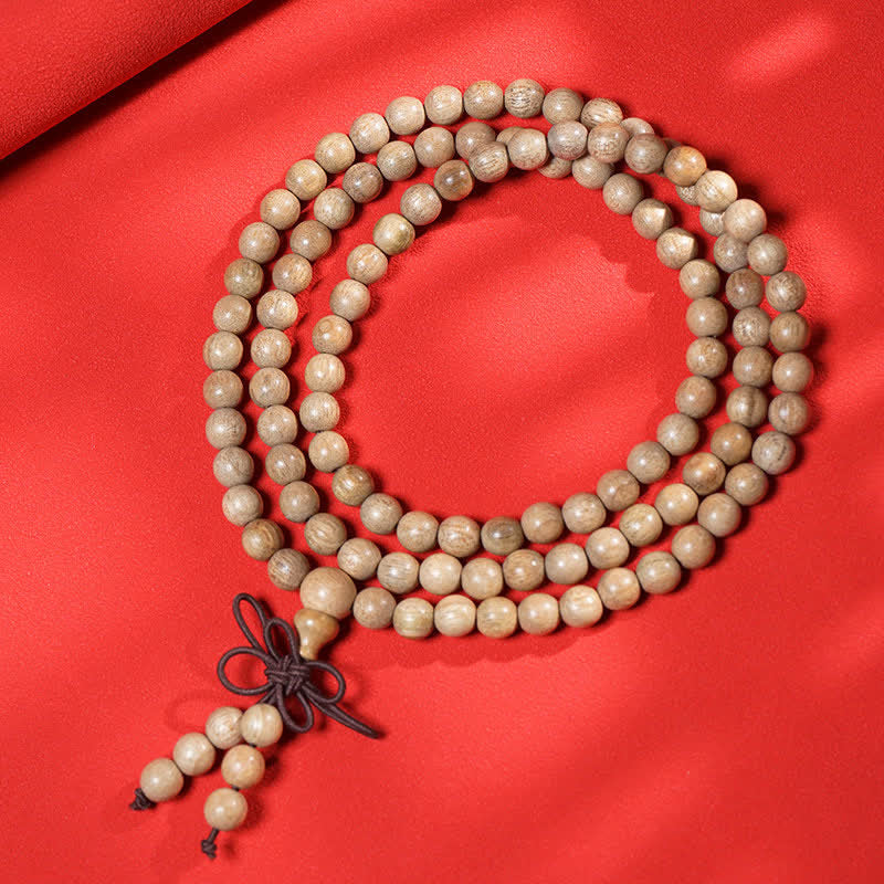 Perseverance and Meditation Natural Camphor Wood 108 Bead Mala