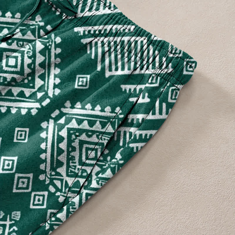 Nimara Ritual Cotton Elephant Tribal Pattern Men's Tapered Pants With Pockets