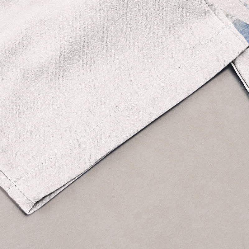 Nimara Ritual Pure Cotton Graceful Iris Pattern Women's Elastic Waist Pants With Pockets
