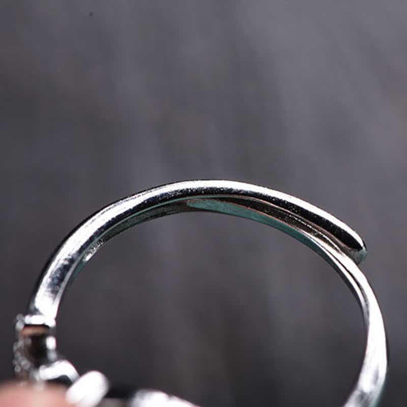 Nimara Ritual Small Leaf Red Sandalwood Cat Longevity Adjustable Ring