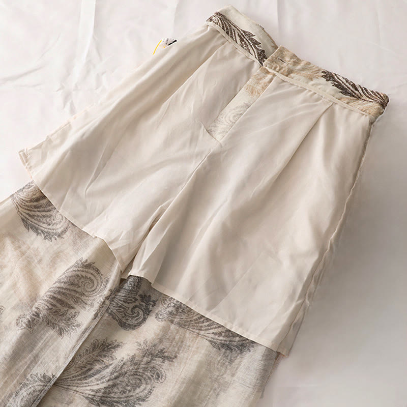Nimara Ritual Summer Boho Casual Paisley Zipper Design Ankle Women's Straight Leg Pants With Pockets
