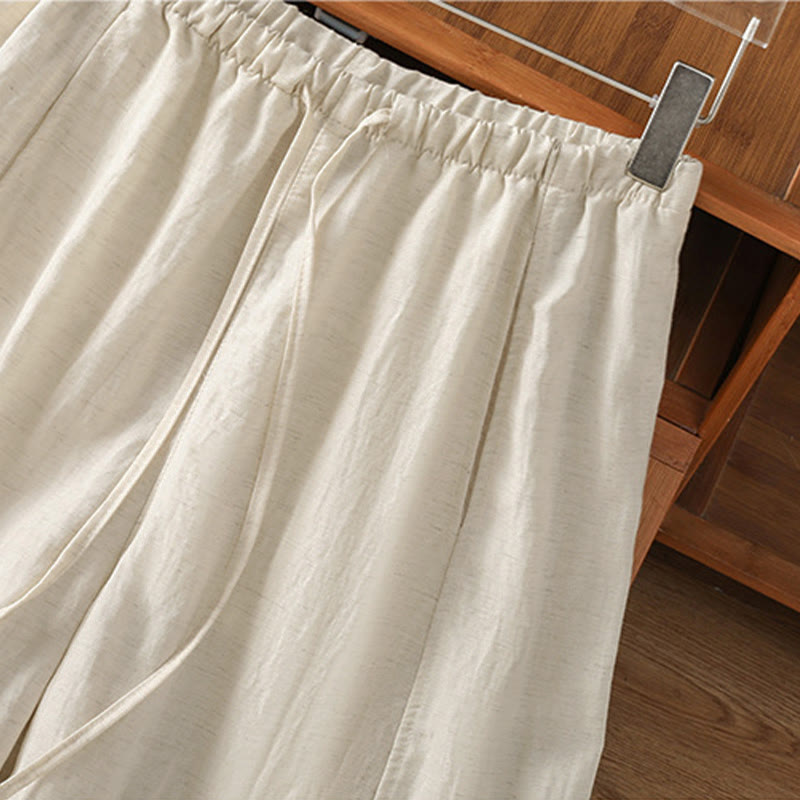 Nimara Ritual Summer Casual Minimalist Drawstring Solid Cropped Pants Women's Straight Leg Pants With Pockets
