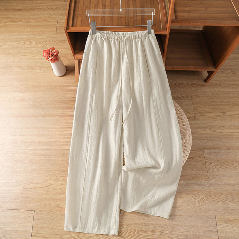 Nimara Ritual Summer Casual Minimalist Drawstring Solid Cropped Pants Women's Straight Leg Pants With Pockets