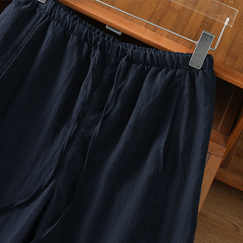 Nimara Ritual Summer Casual Minimalist Drawstring Solid Cropped Pants Women's Straight Leg Pants With Pockets