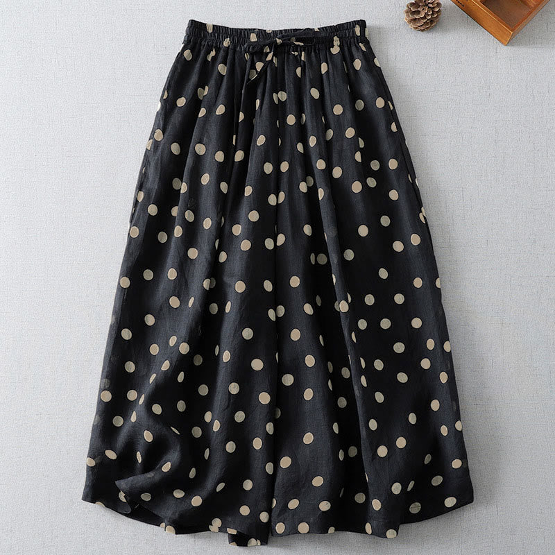 Nimara Ritual Summer Casual Vintage Drawstring Polka Dot Women's Cropped Pants With Pockets