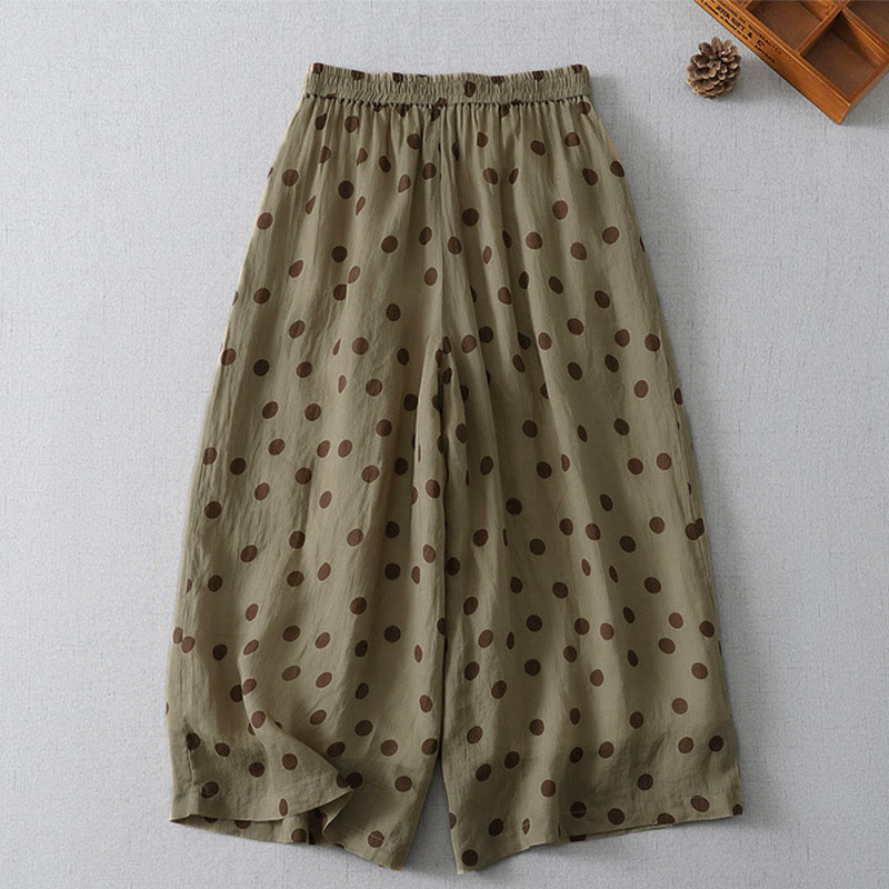 Nimara Ritual Summer Casual Vintage Drawstring Polka Dot Women's Cropped Pants With Pockets