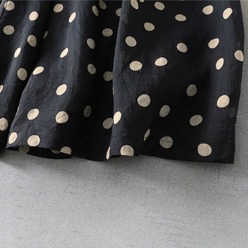 Nimara Ritual Summer Casual Vintage Drawstring Polka Dot Women's Cropped Pants With Pockets