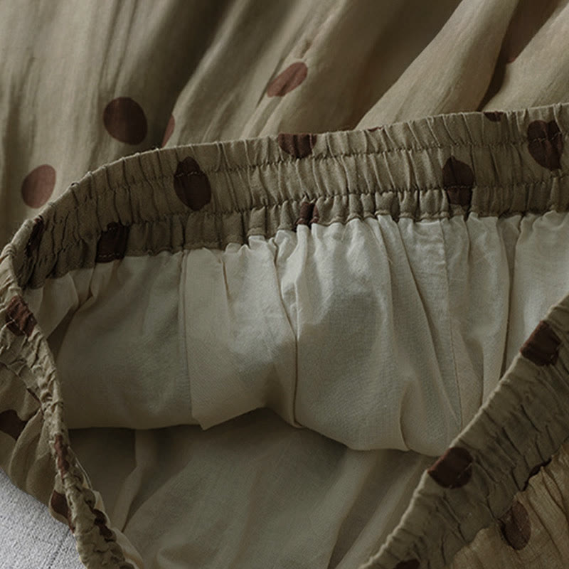 Nimara Ritual Summer Casual Vintage Drawstring Polka Dot Women's Cropped Pants With Pockets