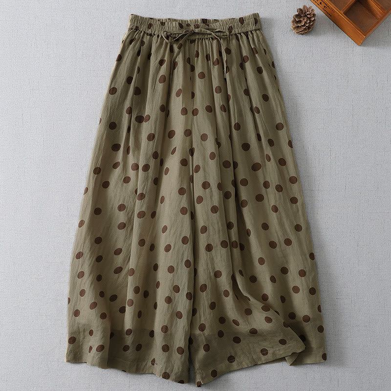 Nimara Ritual Summer Casual Vintage Drawstring Polka Dot Women's Cropped Pants With Pockets