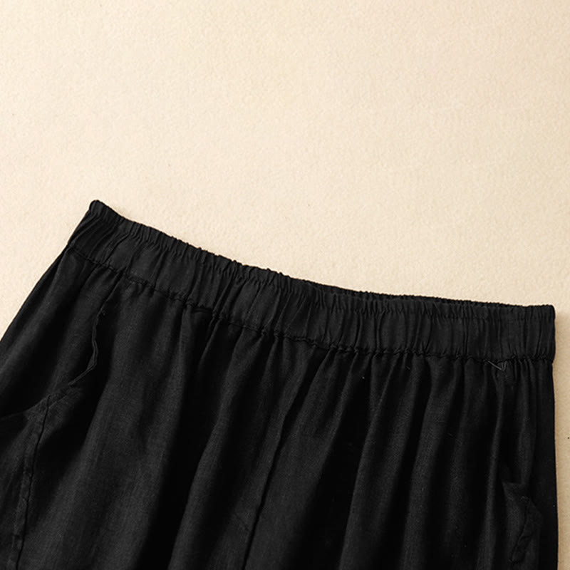 Nimara Ritual Spring Summer Casual Minimalist Solid Cropped Women's Harem Pants With Pockets