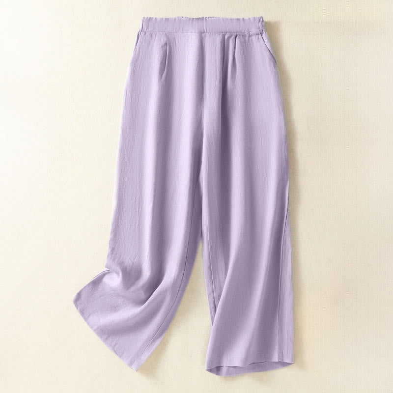 Nimara Ritual Spring Summer Casual Minimalist Solid Capri Pants Women's Straight Leg Pants With Pockets
