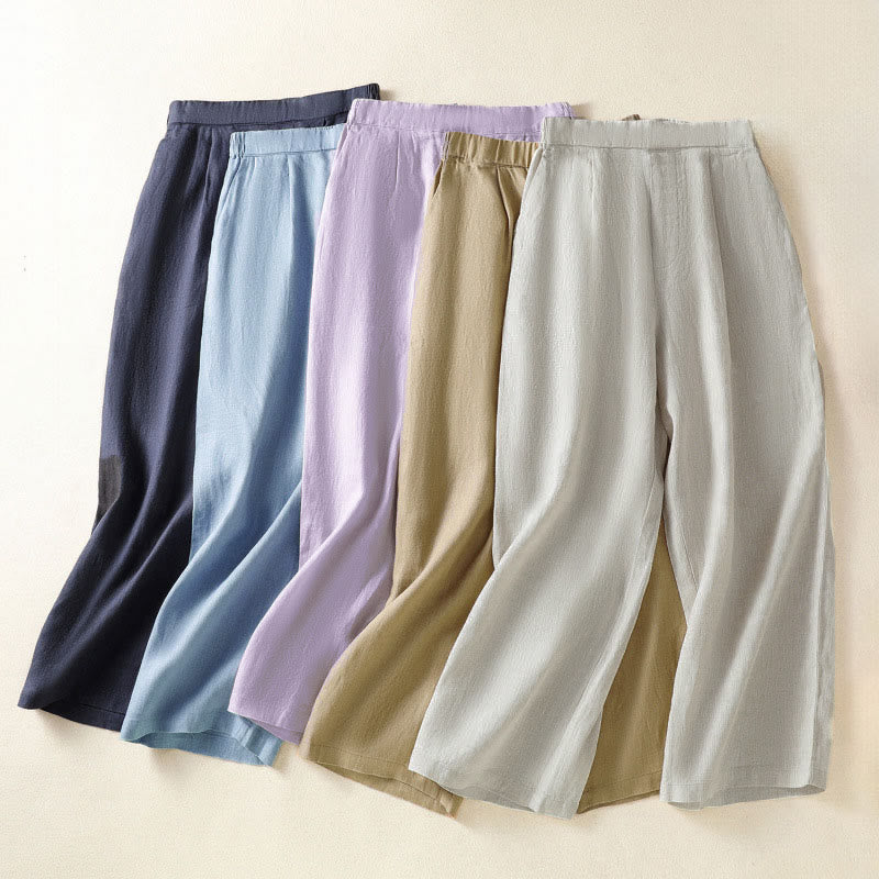 Nimara Ritual Spring Summer Casual Minimalist Solid Capri Pants Women's Straight Leg Pants With Pockets