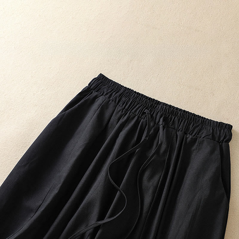Nimara Ritual Summer Casual Minimalist Drawstring Solid Women's Cropped Pants With Pockets