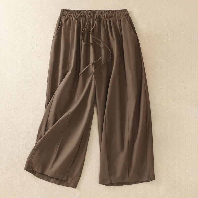 Nimara Ritual Summer Casual Minimalist Drawstring Solid Women's Cropped Pants With Pockets