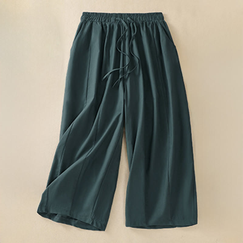 Nimara Ritual Summer Casual Minimalist Drawstring Solid Women's Cropped Pants With Pockets