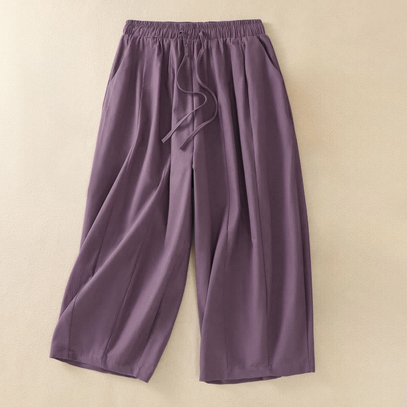 Nimara Ritual Summer Casual Minimalist Drawstring Solid Women's Cropped Pants With Pockets