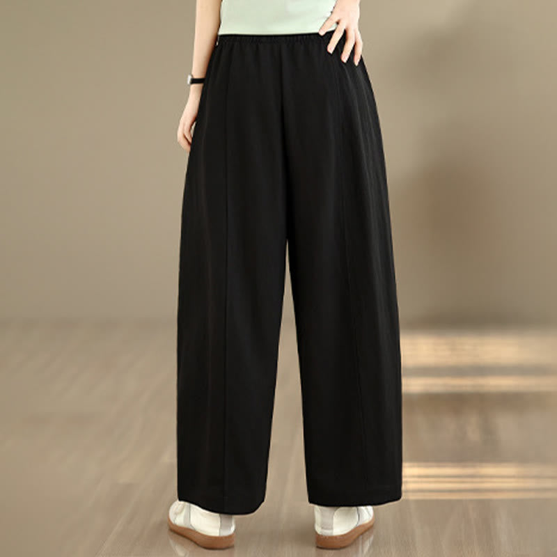 Nimara Ritual Summer Casual Drawstring Solid Cropped Pants Women's Wide Leg Pants With Pockets