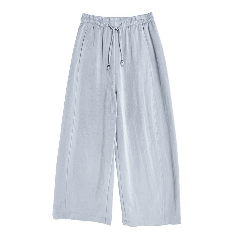 Nimara Ritual Summer Casual Drawstring Solid Cropped Pants Women's Wide Leg Pants With Pockets
