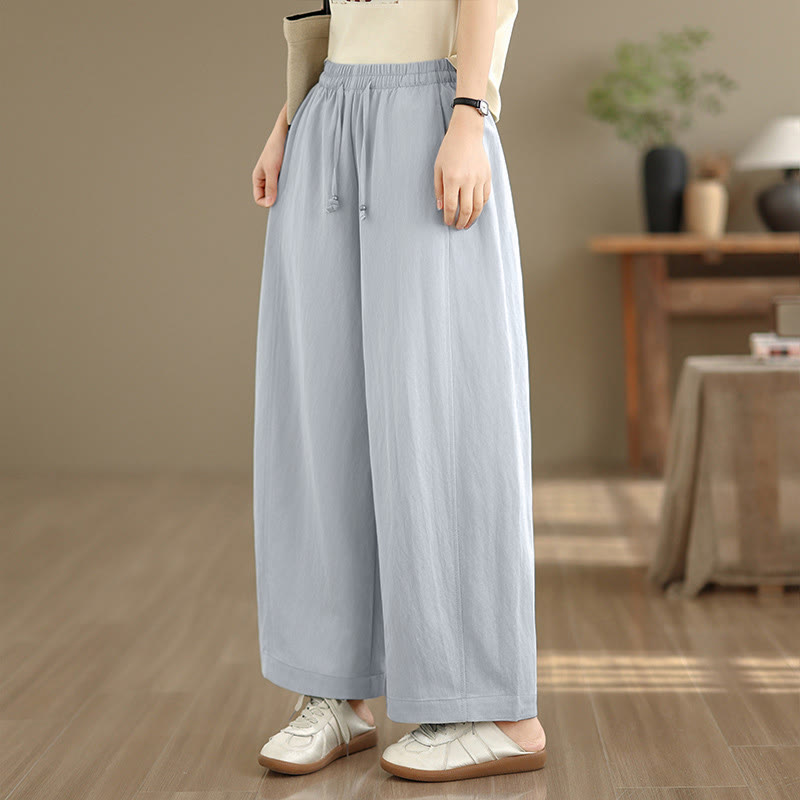 Nimara Ritual Summer Casual Drawstring Solid Cropped Pants Women's Wide Leg Pants With Pockets