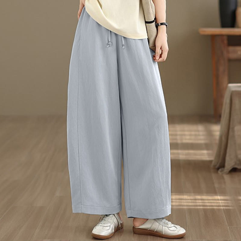 Nimara Ritual Summer Casual Drawstring Solid Cropped Pants Women's Wide Leg Pants With Pockets