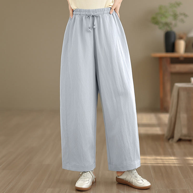 Nimara Ritual Summer Casual Drawstring Solid Cropped Pants Women's Wide Leg Pants With Pockets