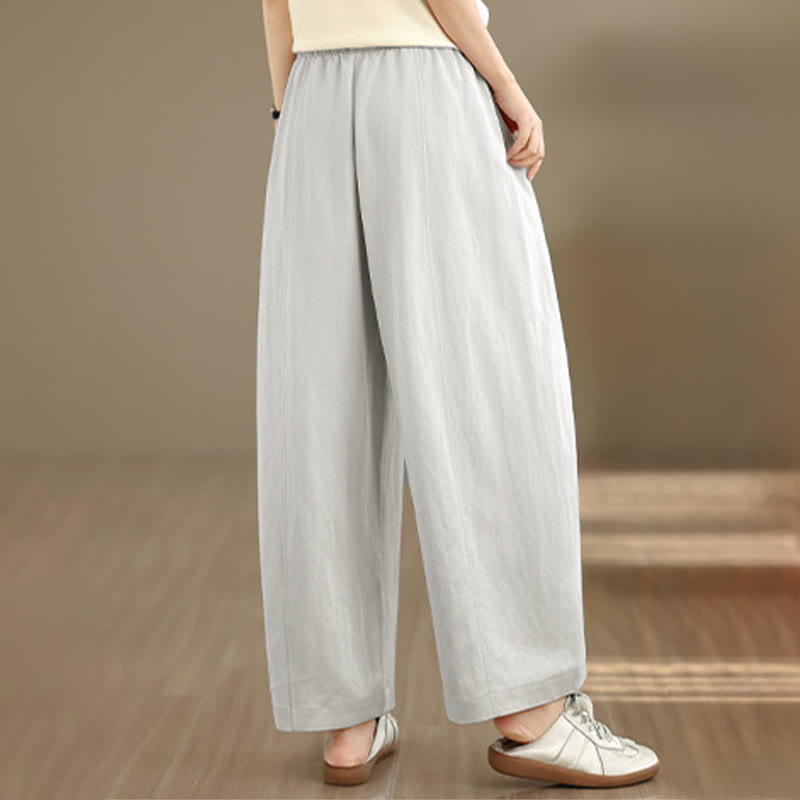 Nimara Ritual Summer Casual Drawstring Solid Cropped Pants Women's Wide Leg Pants With Pockets